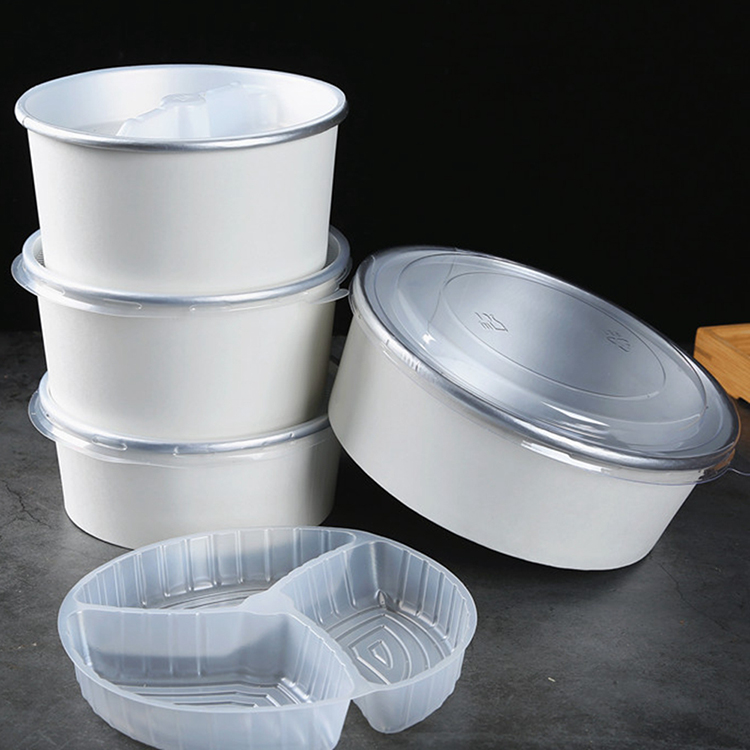 Disposable kitchen use aluminum foil container white paper bowl
