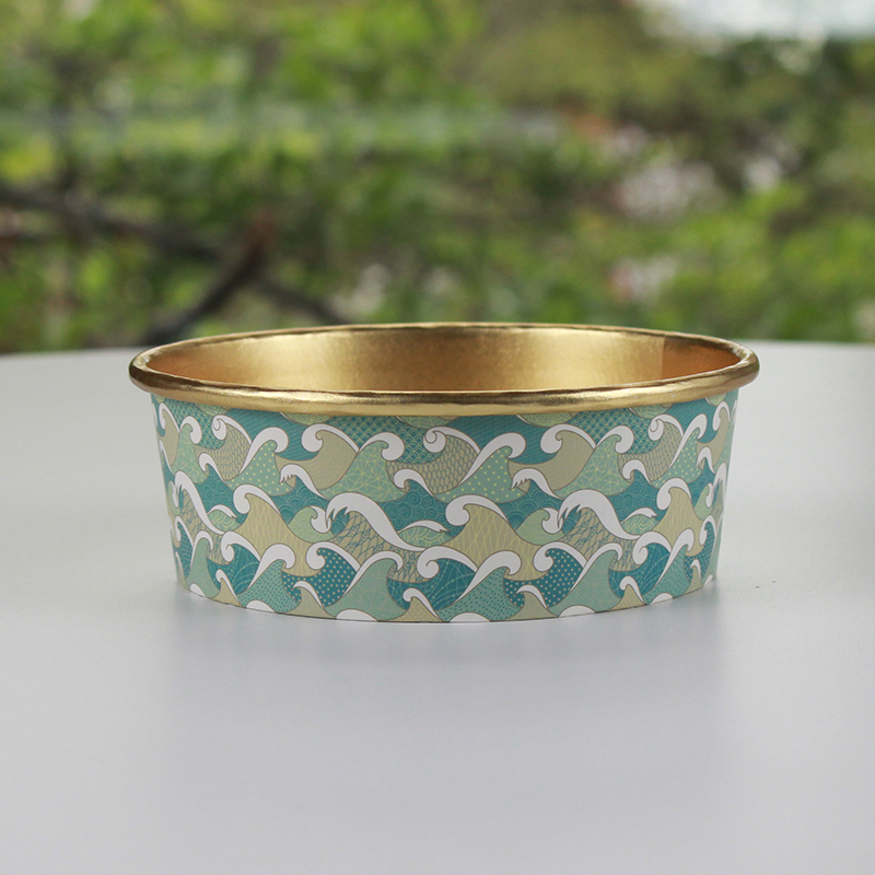 Gold foil paper food bowl with lid for food